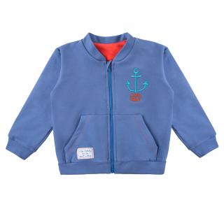 Bluza trening cu fermoar, bumbac 100%, baieti, Albastru, Little Sailor