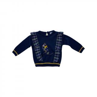 Bluza tricotata tip pulover, fete, Bleumarin Pisicuta