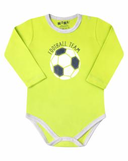 Body maneca lunga, bumbac 100%, Verde Neon, baieti