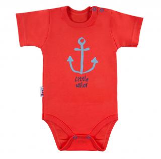 Body maneca scurta, bumbac 100%_baieti_portocaliu neon_Little Sailor