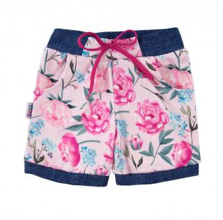 Pantalon scurt cu buzunare, bumbac 100%_fete_Roz Flori_PEONY