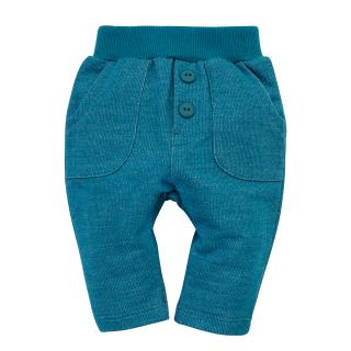 Pantalon trening cu buzunare, bumbac 100%, baieti, Turcoise, Little Car