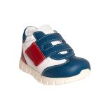 Pantofi sport din piele, talpa flexibila, baieti, Alb Albastru Rosu, Tokyo Mix