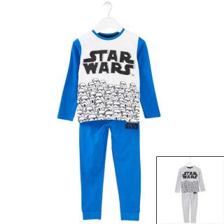Pijama cu maneca lunga, doua piese, bumbac 100%, baieti, Albastru, Star Wars