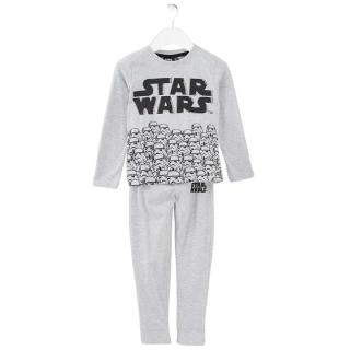 Pijama cu maneca lunga, doua piese, bumbac 100%, baieti, Gri, Star Wars