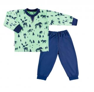 Pijama doua piese, bumbac 100%, Verde Albastru, Trip