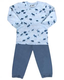 Pijama doua piese, bumbac organic 100%, Blue Animals