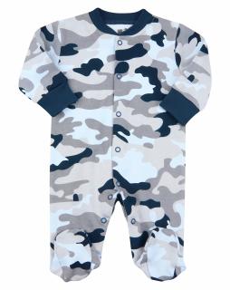 Pijama intreaga cu talpa, bumbac organic 100%, baieti, Army Navy