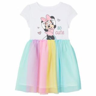 Rochie vara cu maneca scurta, Minnie Mouse, Alb Tull colorat