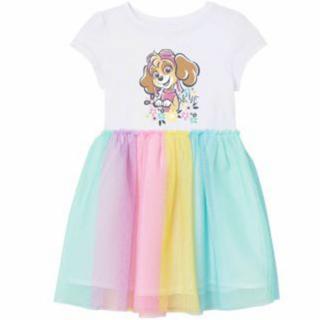 Rochie vara cu maneca scurta, Paw Patrol, Alb Tull colorat