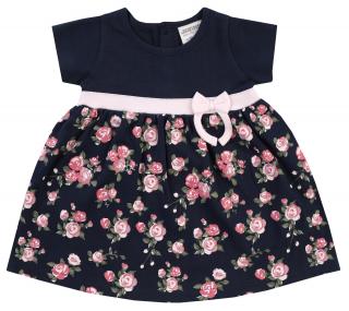 Rochita vara cu maneca scurta, bumbac 100%, Bleumarin Flori, Classic Girls