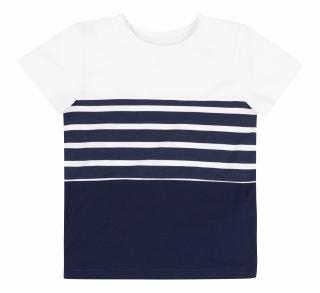 Tricou cu maneca scurta, baieti, Alb Bleumarin