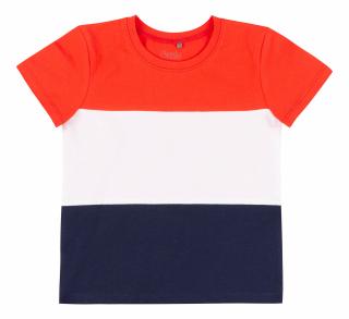 Tricou cu maneca scurta, baieti, Rosu Alb Bleumarin