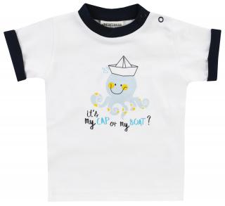 Tricou cu maneca scurta, bumbac 100%, baieti, Alb, Ocean Child