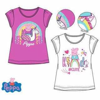 Tricou cu maneca scurta, bumbac 100%, fete, Peppa Pig, Roz Ticlam