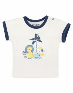 Tricou cu maneca scurta, bumbac organic 100%, baieti, Alb Bleumarin