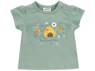 Tricou cu maneca scurta, fete, Verde, Bee Happy