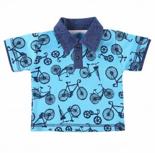 Tricou polo cu maneca scurta, bumbac 100%_baieti_Albastru_BIKE