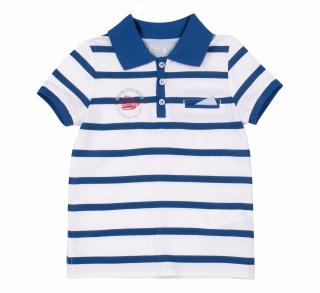 Tricou polo cu maneca scurta, bumbac 100%, baieti, Alb Albastru dungi