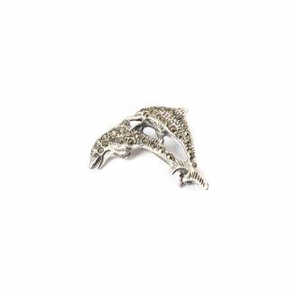 Brosa Delfini din Argint cu Marcasite