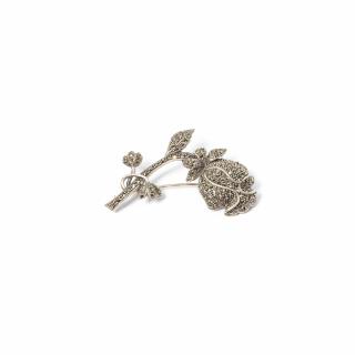 Brosa Lalea din Argint cu Marcasite