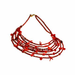 Colier   Crimson Reef   din Jasp, Coral si Carneol cu Argint
