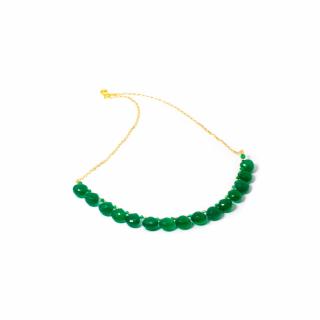 Colier din Agat Verde cu Lant din Argint Auriu
