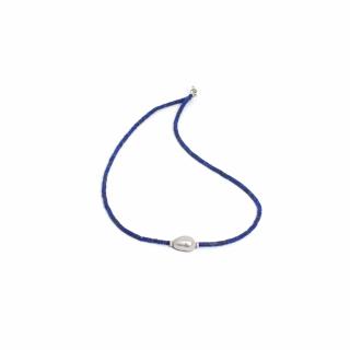 Colier din Lapis Lazuli si Perla Gri cu Argint