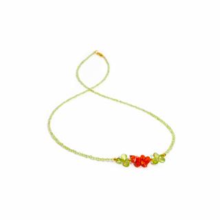 Colier din Peridot si Coral cu Argint