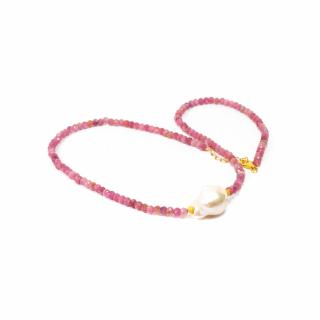 Colier din Spinel si Perla Baroc cu Argint