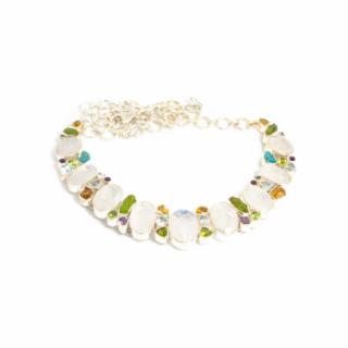 Colier   Moonlit Oasis   Unicat cu Piatra Lunii, Citrin, Peridot, Ametist si Topaz