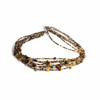 Colier   Savannah,  s Golden Heartbeat   din Crisopraz, Ochi de Tigru si Opal