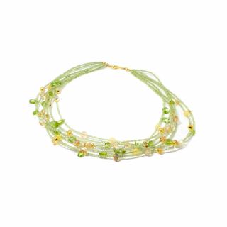 Colier   Sunlit Oasis   din Peridot, Citrin si Opal cu Argint