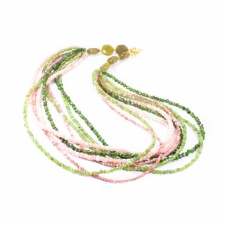 Colier   Tangled Harmony   din Opal Roz, Diopsid, Crisopraz si Rodonit