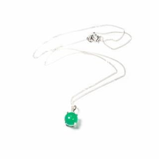 Lant din Argint cu Pandantiv Agat Verde