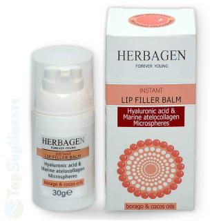 Balsam de buze Filler Lip Balm cu acid hialuronic Herbagen 30gr