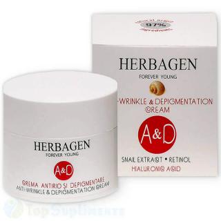 Crema antirid si depigmentare cu extract de melc Herbagen 50g