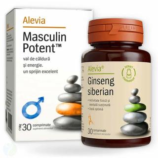 Masculin potent si Ginseng siberian pastile potenta Alevia 30+30cp