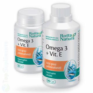 Omega 3 ulei de peste + Vitamina E capsule Rotta Natura 90+30