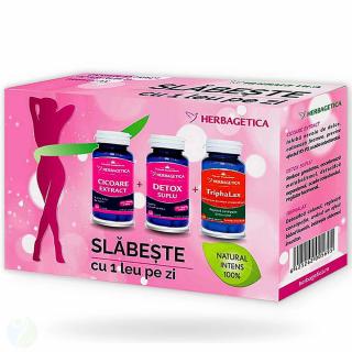 Pachet pastile de slabit Herbagetica Cicoare Detox Triphalax