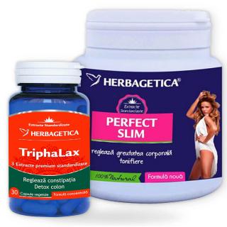 Perfect Slim 210gr. si Triphalax 30cps. Herbagetica (greutate, detoxifiere)