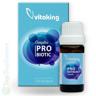 Probiotic 150 picaturi 6ml. Vitaking (10 tipuri bacterii, flora, digestie)