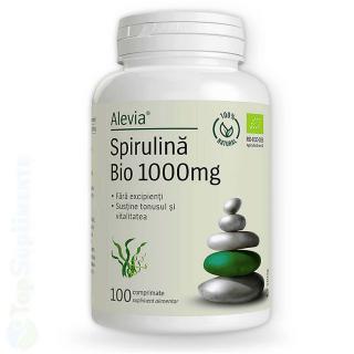 Spirulina Bio 1000mg pastile energie, detoxifiere Alevia 100cps