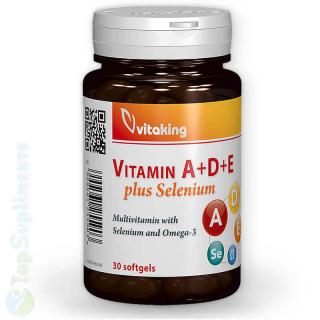 Vitamina A, D, E, Seleniu si Omega 3 capsule Vitaking 30cps