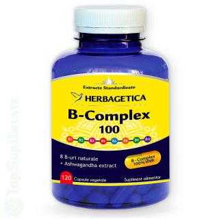 Vitamina B-Complex-100 cu ashwagandha Herbagetica 120cps