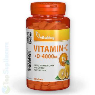 Vitamina C 1000 si D 4000 cu bioflavonoide Vitaking 90tab