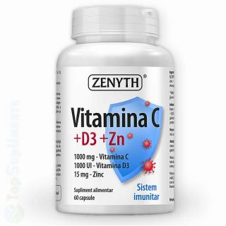 Vitamina C cu D3 si Zinc pastile imunitate Zenyth 60 capsule