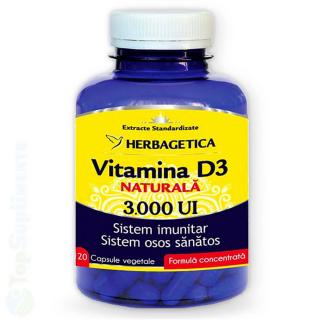 Vitamina D3 Naturala 3000UI pastile oase, imunitate Herbagetica