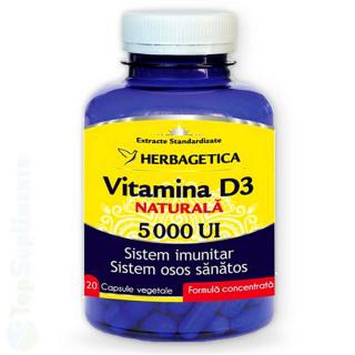 Vitamina D3 Naturala 5000UI pastile oase, imunitate Herbagetica