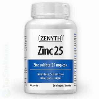 Zinc 25 mg pastile imunitate, piele, par, unghii Zenyth 90cps